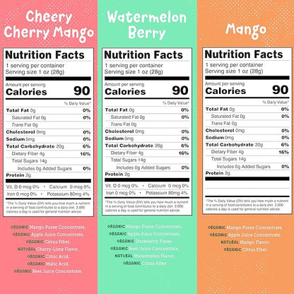 YOU LOVE FRUIT - Fruit Snacks Variety Pack 30 count, 100% Natural Gluten-Free, Vegan, Low Carb, Low Fat Fruit Kosher Snacks for Kids, College Students, Teachers and Offices, Healthy Fruit Snacks (Cherry, Watermelon, Mango)