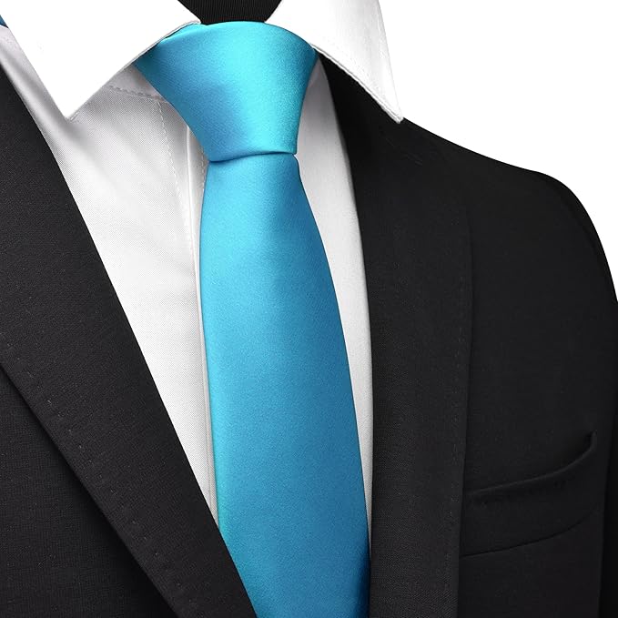 Branduce 3.15"（8cm） Mens Solid Satin Tie Pure Color Necktie for Business and Wedding + Gift Box