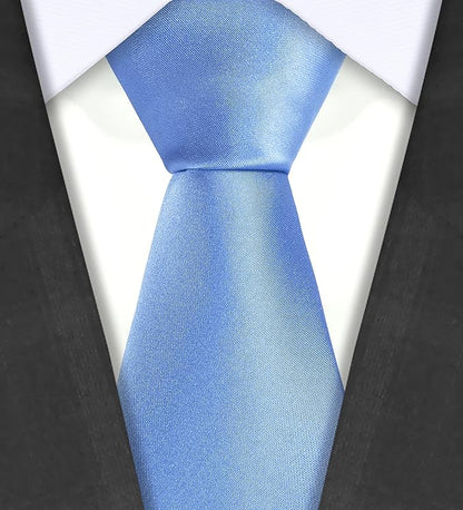 TIE G 5pcs Tie Set in WHITE OR BLACK GIFT BOX: Solid Color Necktie, Satin Bow Tie, Pocket Square, Lapel, Cuff Links
