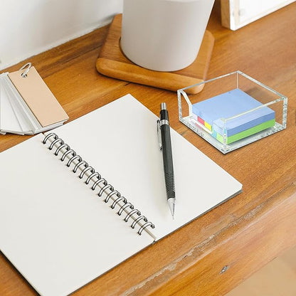 WORHE Sticky Note Holder Clear Acrylic Memo Pad Holders 3.94 x 3.94 for Office Accessories Desk School Home, Crystal Notepad Organizer Post Pop Notes Dispenser for 3"X3" Note Pads 1PCS (BQ200)