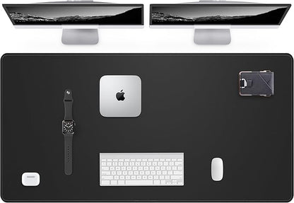 Leather Desk Pad Protector,48"x24" - Premium Desk Mat, Large Mouse Pad,Non-Slip Desk Blotter,Waterproof Desk Writing Pad for Office and Home(Black)
