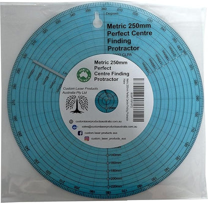 Clearly Printed 250mm Circle Center Finder Tool, Protractor, and Circle Maker Tool and Compass for Woodworking and Wood Turning. Find The Center of Timber or Dowel with Our Center Finder Ruler.