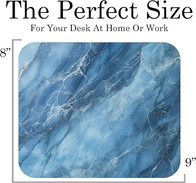 Blue Marble Agate Mouse Pad Mat Mousepad for Desk Computer Laptop PC Gaming Home or Office Gift Marbled Abstract (Blue Marble MP10)