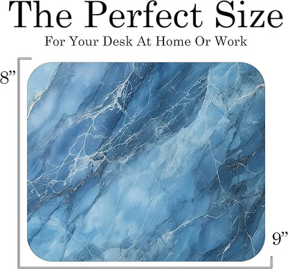 Blue Marble Agate Mouse Pad Mat Mousepad for Desk Computer Laptop PC Gaming Home or Office Gift Marbled Abstract (Blue Marble MP10)