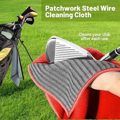 Magnetic Golf Towel, 2 Pack Golf Towels with Clips, Ultra Absorbent Microfiber Wire Cleaning Cloth, Waffle Pattern Towel with Magnet for Men Women, Golf Accessories for Bags, Carts or Clubs