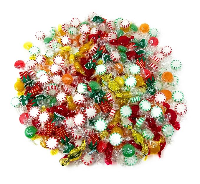 Holiday Holiday Special American Old Fashioned Hard Candy - Peppermint and Spearmint Starlights, Cinnamon Disks, Butterscotch, Strawberry Jelly Filled Candy and Fruity Hard Candy - Bulk Holiday Classics Assortment- Individually Wrapped, 48 oz.
