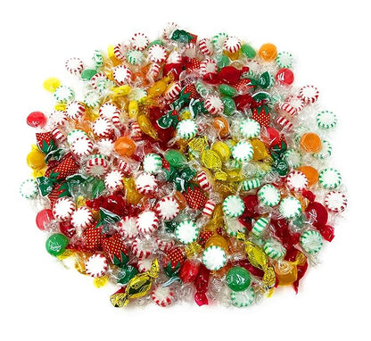 Holiday Holiday Special American Old Fashioned Hard Candy - Peppermint and Spearmint Starlights, Cinnamon Disks, Butterscotch, Strawberry Jelly Filled Candy and Fruity Hard Candy - Bulk Holiday Classics Assortment- Individually Wrapped, 48 oz.