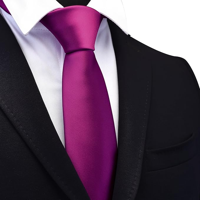 Branduce 3.15"（8cm） Mens Solid Satin Tie Pure Color Necktie for Business and Wedding + Gift Box