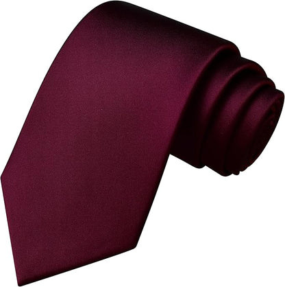 Branduce 3.15"（8cm） Mens Solid Satin Tie Pure Color Necktie for Business and Wedding + Gift Box