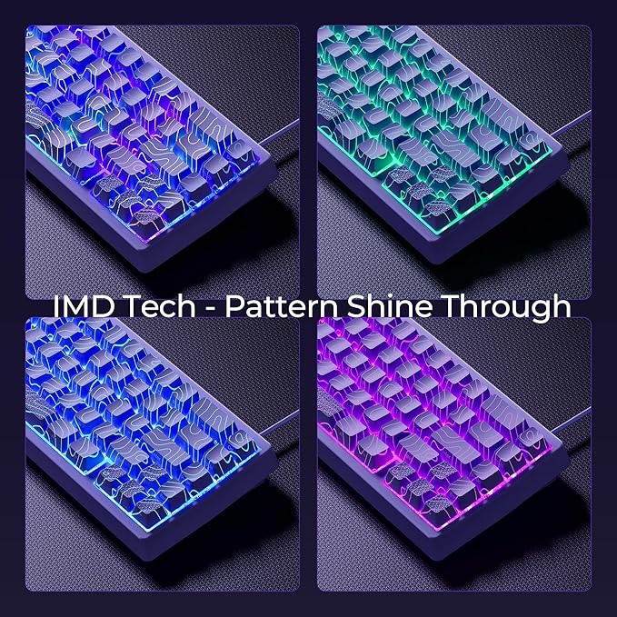 HITIME x XVX M67 60% Percent Keyboard Wireless, QMK/VIA Topographic Gaming Keyboard, Tri-Mode Thocky Creamy Mechanical Key Board, Hot Swappable Mount RGB IMD Tech for Win/Mac, Purple
