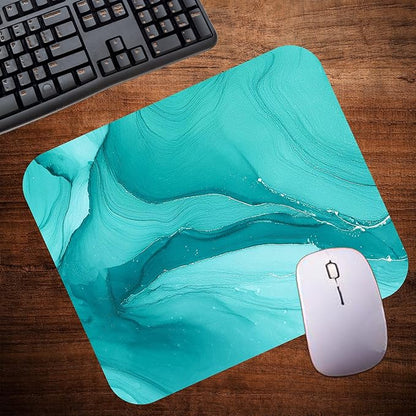 Aqua Blue Marble Agate Mouse Pad Mat Mousepad for Desk Computer Laptop PC Gaming Home or Office Gift Marbled Abstract (Aqua MP55)