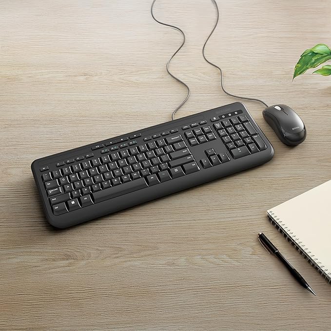 Incase Wired Desktop 600 Keyboard & Mouse Combo – Designed by Microsoft – Four Hot Keys, Spill-Resistant Keyboard, Quiet-Touch Keys, Optical Mouse, Left/Right Mouse with 800 DPI Sensor – Black