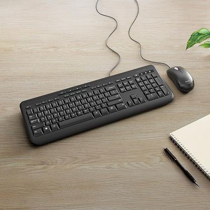 Incase Wired Desktop 600 Keyboard & Mouse Combo – Designed by Microsoft – Four Hot Keys, Spill-Resistant Keyboard, Quiet-Touch Keys, Optical Mouse, Left/Right Mouse with 800 DPI Sensor – Black