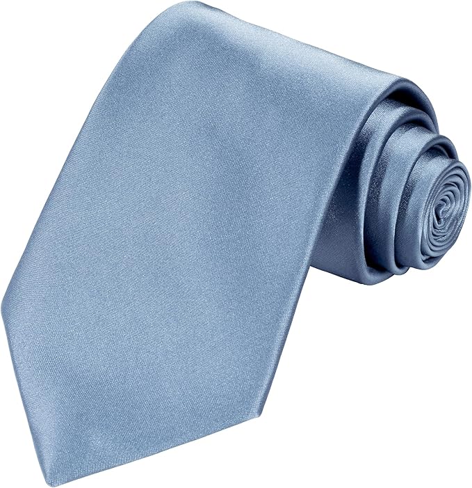 TIE G 5pcs Tie Set in WHITE OR BLACK GIFT BOX: Solid Color Necktie, Satin Bow Tie, Pocket Square, Lapel, Cuff Links