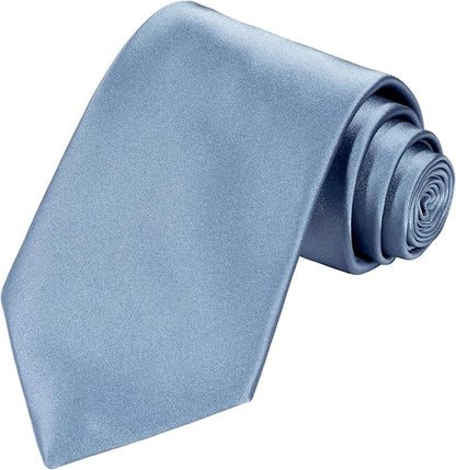 TIE G 5pcs Tie Set in WHITE OR BLACK GIFT BOX: Solid Color Necktie, Satin Bow Tie, Pocket Square, Lapel, Cuff Links