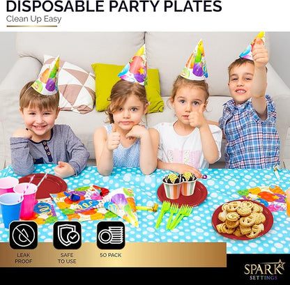 Disposable Paper Plates Red, 6 3/4 Inches Paper Dessert Plates, Strong and Sturdy Disposable Plates for Party, Dinner, Holiday, Picnic, or Travel Party Plates, Pack of 50