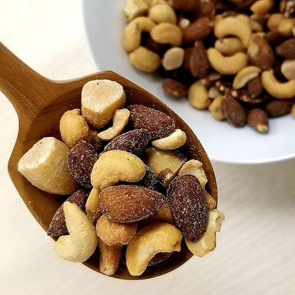 Mixed Nuts Deluxe - Roasted & Salted | 32 oz Reusable Container | Healthy Gourmet Variety Snack Mix with Cashews, Almonds, Brazil Nuts, Pecans, Hazelnuts (No Peanuts) Holiday Gifts | Keto, Vegan Friendly, Healthy Nut Mix | Jaybee's