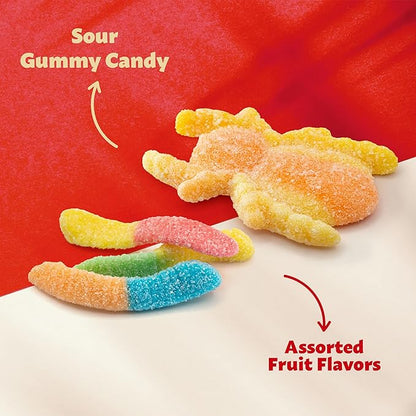 Sour Gummy Worms & Spiders Candy | 2-Pound Pack | Bulk Gummy Candy Mix | Neon Gummies for Party Favors, Dessert Decorating, Gifting and Everyday Snacking