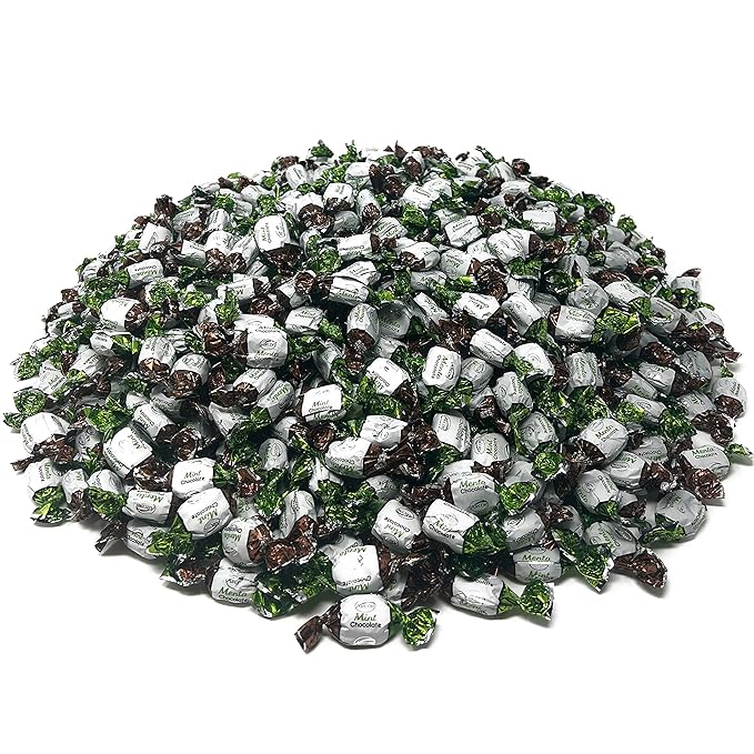 Holiday Chocolate Filled Mints - 10 lbs - Refreshing After Dinner Mint Hard Candies Filled with Chocolates - Bulk American Vintage Candy Assortment - Individually Wrapped, 160oz