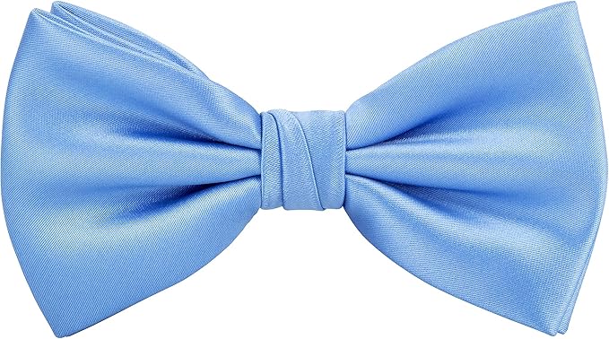TIE G 5pcs Tie Set in WHITE OR BLACK GIFT BOX: Solid Color Necktie, Satin Bow Tie, Pocket Square, Lapel, Cuff Links