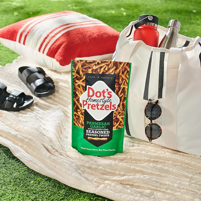 Dot's Pretzels Parmesan Garlic Seasoned Pretzel Twist Snack, 16oz Grocery Sized Bag (Pack of 3)