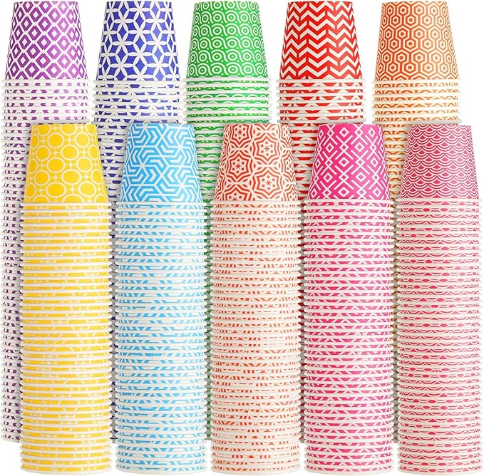 Yeaqee 1000 Pack Multicolor 5 oz Small Paper Cups Bulk 5 oz Colorful Disposable Cups Hot/cold Drinking for Bathroom,travel, Parties and Events, BBQs, Dessert,10 Colors