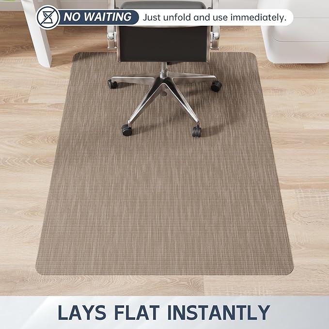 Office Chair Mat for Hardwood Floor, 48" x 36" Desk Computer Chair Mats for Hard Wood, Anti-Slip Easy Glide Rolling Floor Protector Mat, Under Desk Mat for Home Office, Dark Brown