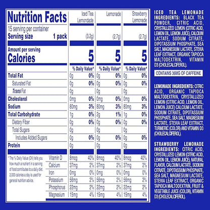GoHydrate Low Sodium Electrolytes Powder Packets Sugar Free - Instant Hydration Daily Drink Mix - Zero Sugar Water Flavor Packet Singles with Vitamin D - (Lemonade Mixed, 15 Packs)
