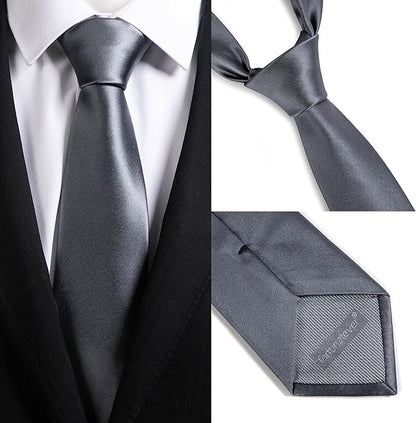 Mens Solid Satin Mens Tie With Hanky,Handmade Neckties For Men