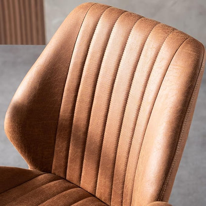 HOOOWOOO Faux Suede Leather Home Office Desk Chair,MCM Modern Ergonomic Task Work Chair,Computer Gaming Chair with Cushion Seat Mid Back for Long Hours(Brown)