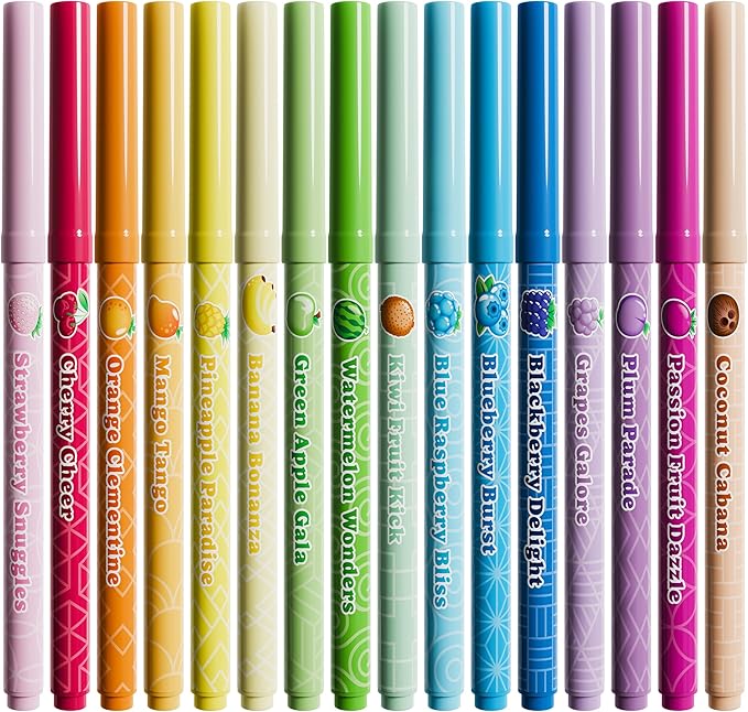 Pastel Smarkers - Washable Patented Gourmet Scented Pastel Markers, Assorted Colors, Standard Point Felt Tip, 16 Count