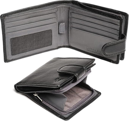Soft Leather Wallet for Men - Mens Wallet Bifold with Zipper Coin Pocket - Holds Bills, Credit Cards, Coins - Carteras para Hombres Piel - Billeteras de Hombres Cuero Original - RFID Blocking.