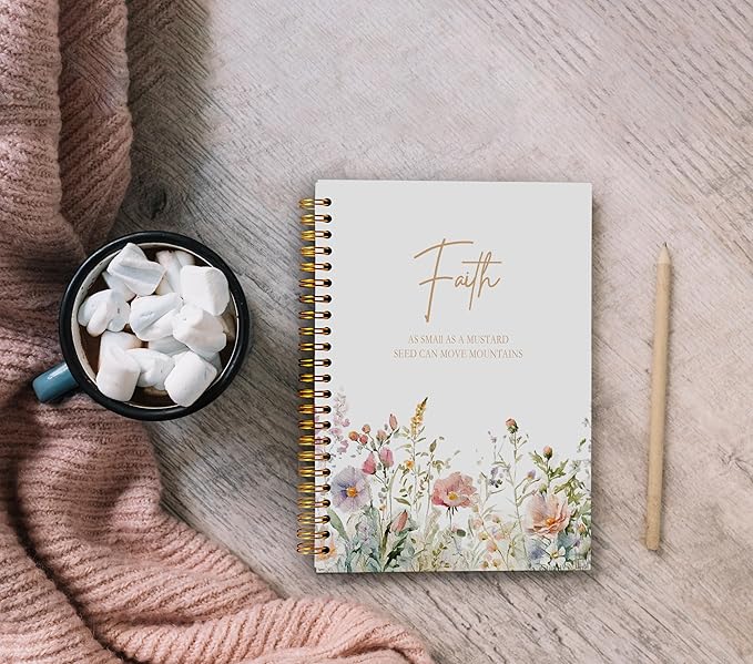 Faith Can Move Mountains Christian Notebook Journal - Inspirational Christian Gifts for Women, Bible Journal Notebooks for Note Taking, Bible Journaling Notebook, Spiral Notebook 5.5x8.3