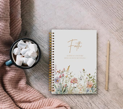 Faith Can Move Mountains Christian Notebook Journal - Inspirational Christian Gifts for Women, Bible Journal Notebooks for Note Taking, Bible Journaling Notebook, Spiral Notebook 5.5x8.3