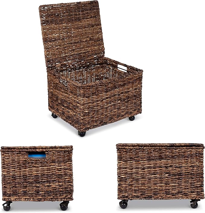 BirdRock Home Seagrass Rolling File Cabinet