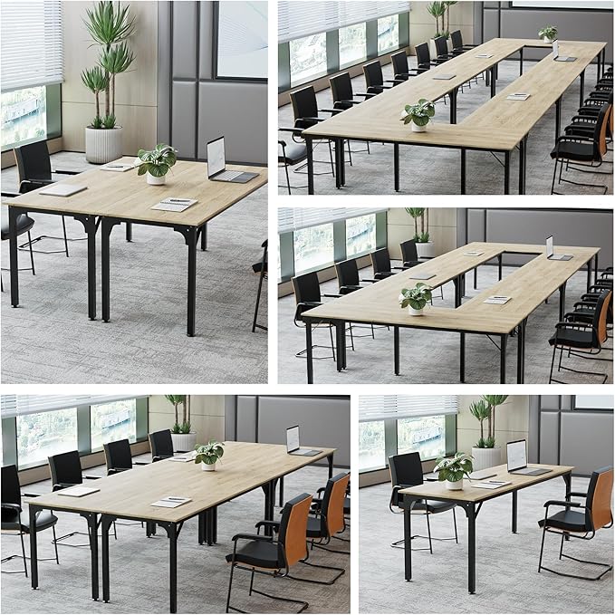 78.7 Inches Extra Long Desk,6.5ft Office Table with Flexible Configuration,Large Computer Table with Adjustable Footpads,Stable Structure,Standing Desk for 2 Person (Light Wood)