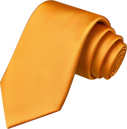 Branduce 3.15"（8cm） Mens Solid Satin Tie Pure Color Necktie for Business and Wedding + Gift Box