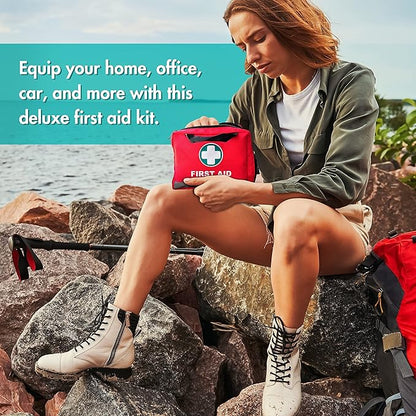 General Medi First Aid Kit -309 Pieces- Reflective Bag Design - Including Bandages, Moleskin Pad and Emergency Blanket for Travel, Home, Office, Car, Camping, Workplace