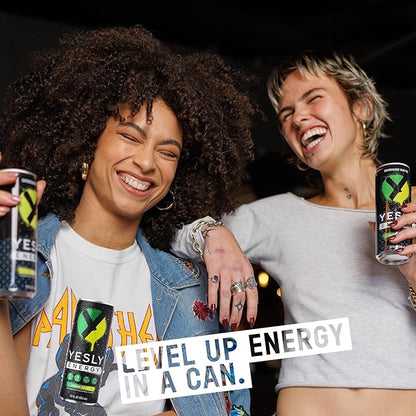 Yesly Energy - All Natural Clean Energy Drink - Zero Sugar Functional Energy Infused with Vitamins and Electrolytes - Green Apple, 12 Fl Oz (Pack of 12)