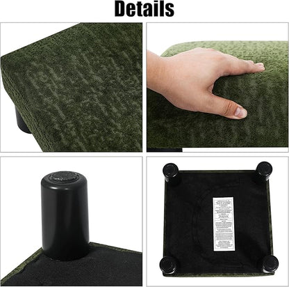 Joveco Small Foot Rest Stool Ottoman, 3D Velvet Square Upholstered Footstool for Chair, Under Desk, Office, Living Room, Deep Green