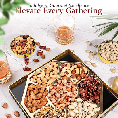 Nuts Gift Basket - Gourmet Nut Mix Gift Box, 7 Section Snack Basket with Assorted Nuts, Premium Nut Mix, Thoughtful Gifts for Holidays, Birthdays and Special Occasions
