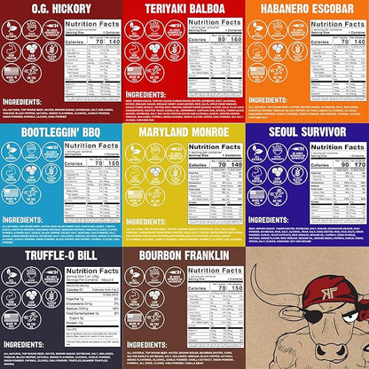 Righteous Felon Beef Jerky Variety Pack | Gluten Free Beef Jerky Snack Packs for Adults | High Protein, Keto-Friendly, Low Sugar | Made with Premium Meats | Gifts for Men | Sampler 8 Pack