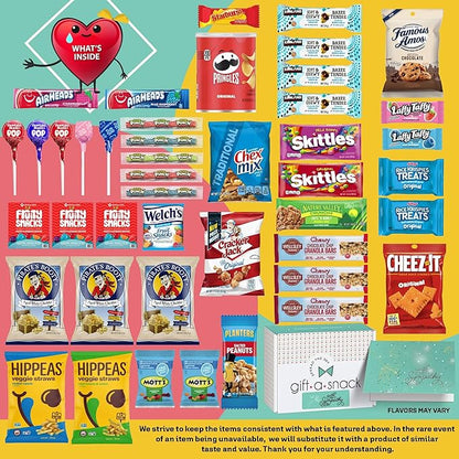 Gift A Snack - Sympathy Snack Box Care Package + Greeting Card (45 Count) Condolence for Loss of Loved One, Dog Pet Cat Memorial Sweet Treats Gift Basket - Cravy Food Assortments & Variety Gifts