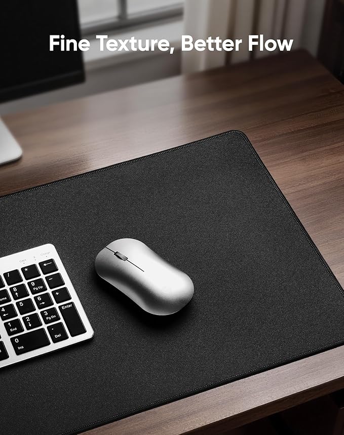 Waterproof Large Gaming Mouse Pad with Durable Stitched Edges, Non-Slip Rubber Base, Grainy Jacquard Mouse Mat Desk Pad for Home Office Gaming, 35.4''x15.7''x0.12'', Matte Black
