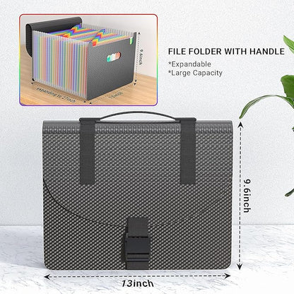 File Organizers with Handle,Portable Expanding File Folder,25 Pockets Accordion File Organizer for Receipt,Bill, A4/Letter Size Paper,Documents,a-z Tabs Include in Filing Folders Diamond