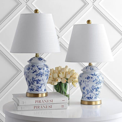 JONATHAN Y JYL3005A-SET2 Set of 2 Table Lamps Penelope 22" Chinoiserie Classic,Cottage,Traditional,for Bedroom, Living Room, Office, College Dorm, Coffee Table, Bookcase, Blue/White
