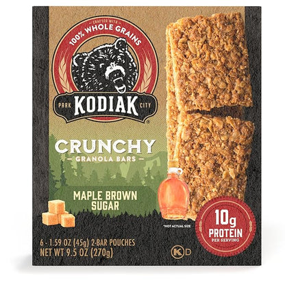 Kodiak Cakes Protein Crunchy Granola Bar, Maple Brown Sugar, (Pack of 12 Boxes)