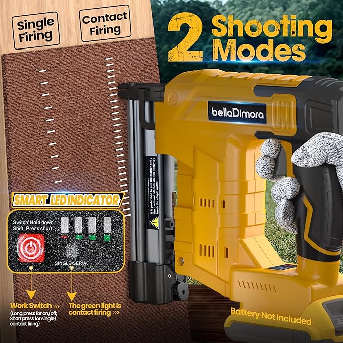 18GA Cordless Brad Nailer for Dewalt 20V Battery, 2 in 1 Nail Gun & Staple Gun with 1000 Nails &1000 Staples, Battery Powered Nail Gun for Home Improvement(No Battery)