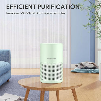 FULMINARE Air Purifiers for Bedroom H13 True HEPA Air Filter, Quiet Air Cleaner With Night Light, Portable Small Air Purifier for Home, Office, Living Room (Green)