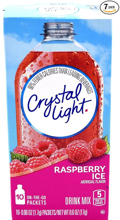 Crystal Light On The Go Raspberry Ice Drink Mix, 10-Packet Box (Pack of 7)